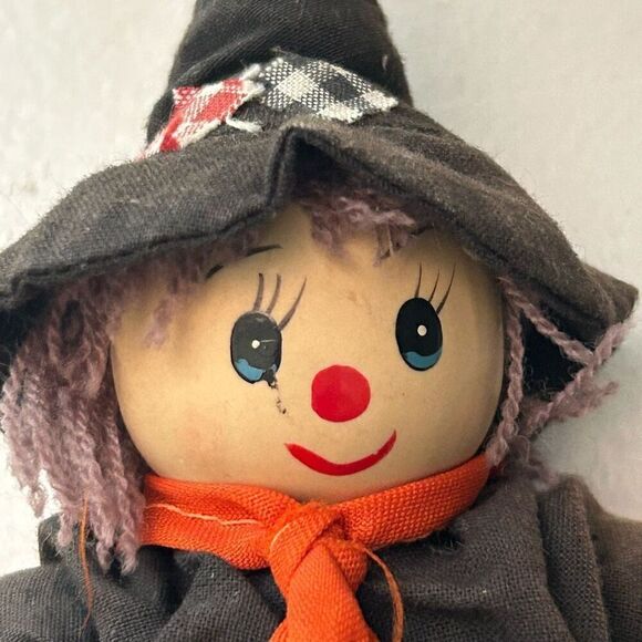 Set Of 2 Vintage Halloween Miniature Dolls Witch Porcelain Head & Pumpkin Doll - Picture 4 of 7